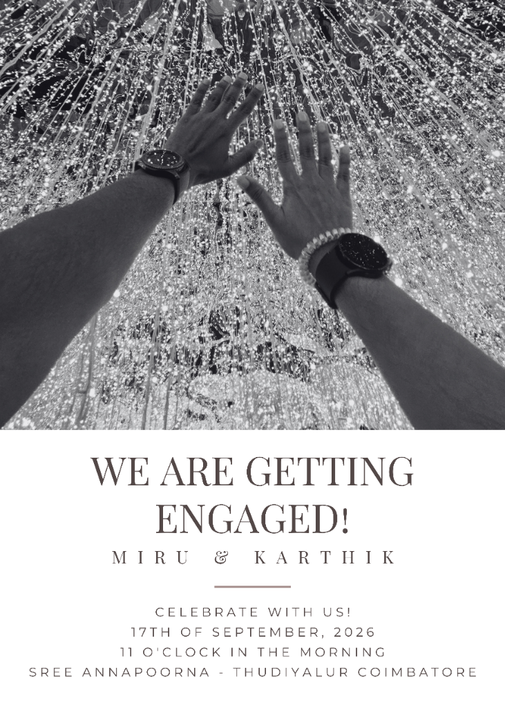 We Are Getting Engaged — Miru & Karthik Photo Invitation