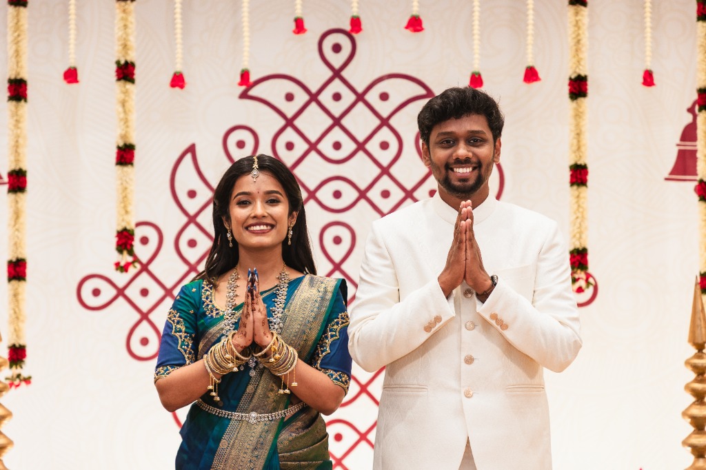 Engagement Portrait — Couple with Kolam Backdrop
