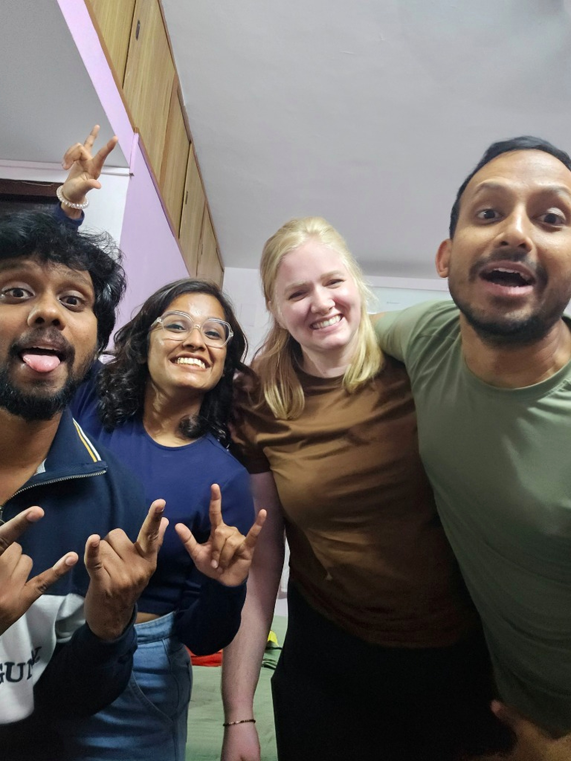 Silly faces with international friends