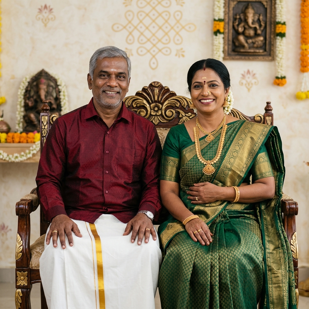 Mr & Mrs Rajan — Karthik's parents